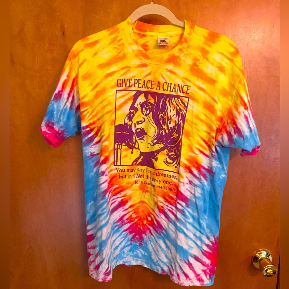 John Lennon “Give Peace a Chance” graphic tye-die t-shirt size L